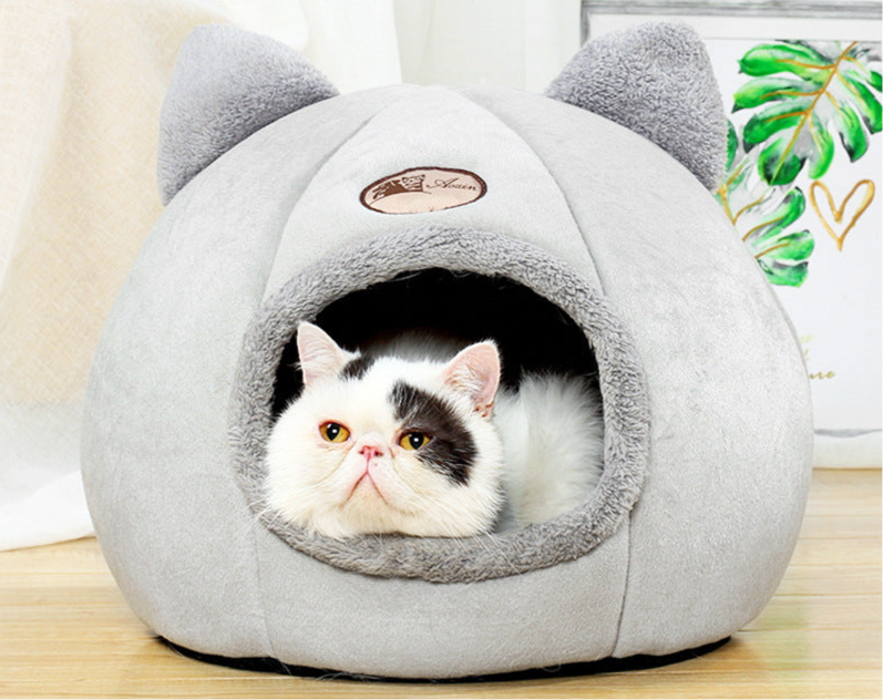 🐾 CuddleCat™ מיטת חתול מפנקת עם אוזניים