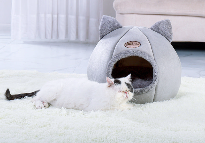 🐾 CuddleCat™ מיטת חתול מפנקת עם אוזניים