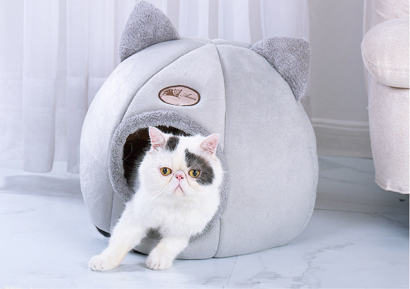 🐾 CuddleCat™ מיטת חתול מפנקת עם אוזניים