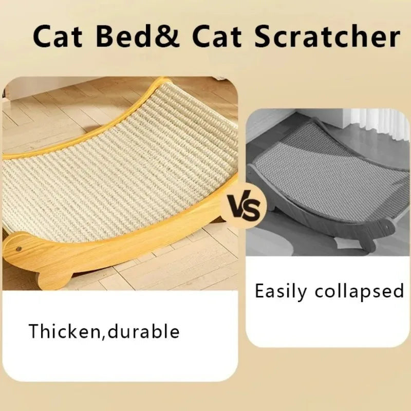 2-in-1 Wooden Cat Bed & Scratcher Hammock™
