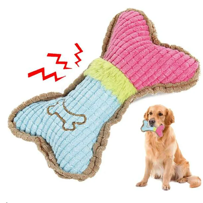 Colorful Squeaky Bone Plush Toy™
