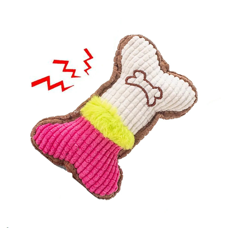 Colorful Squeaky Bone Plush Toy™