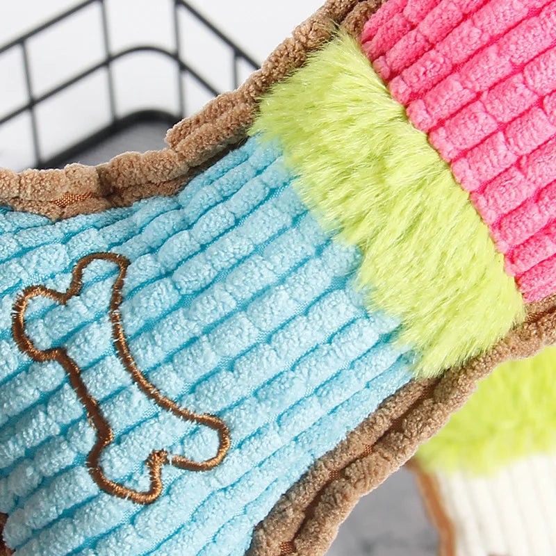 Colorful Squeaky Bone Plush Toy™