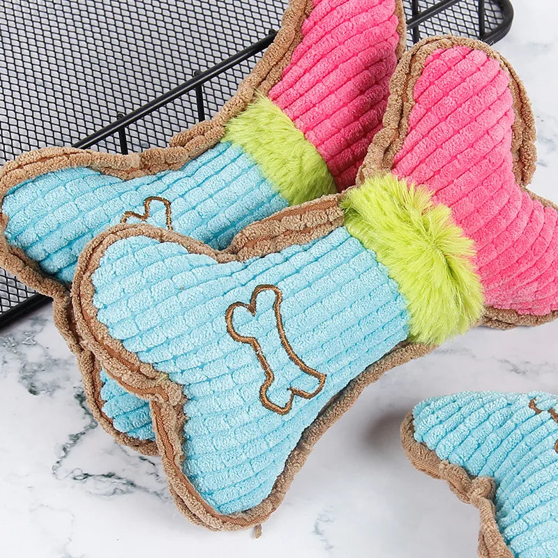 Colorful Squeaky Bone Plush Toy™