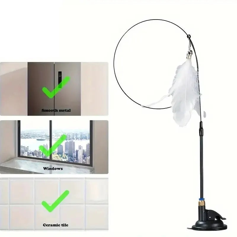 PawPlay™ Wall-Mount Cat Feather Teaser